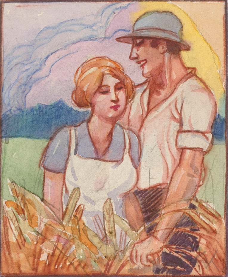 Young Peasant Couple by Franz Kuna, 1930's